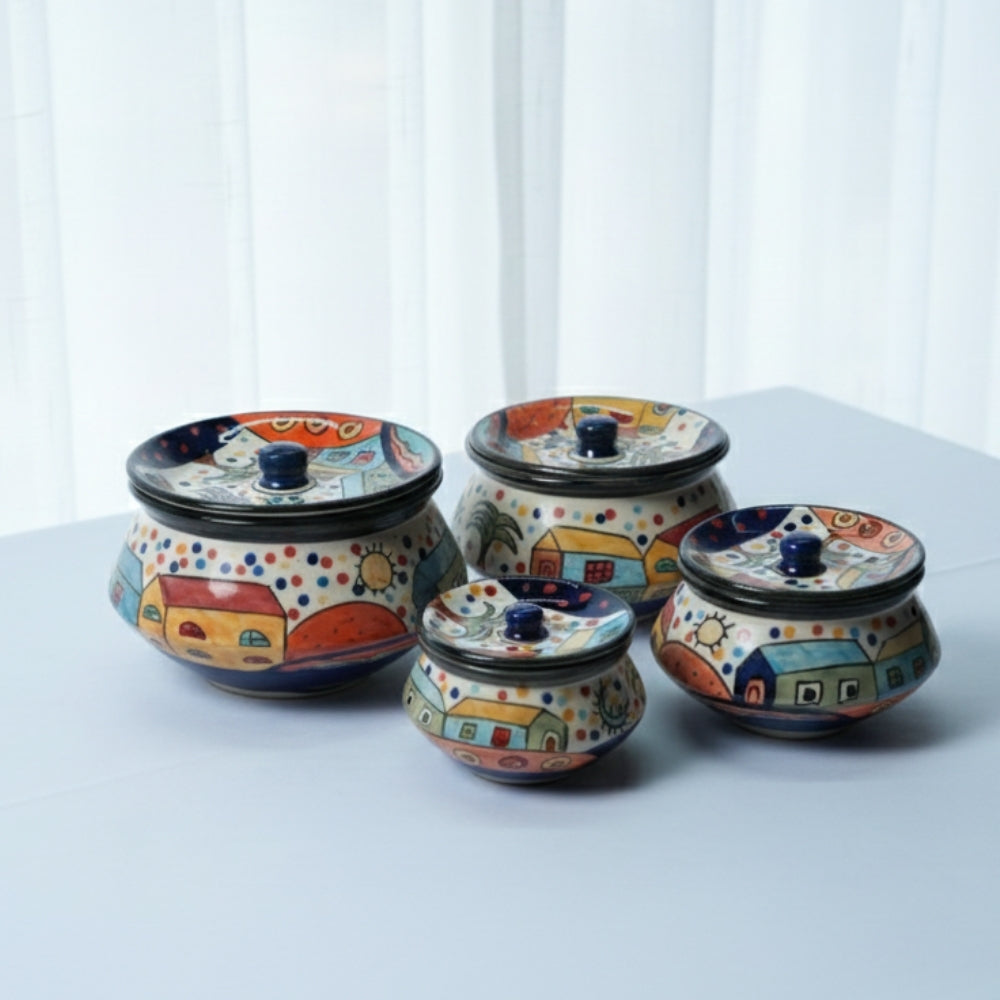 turkish ceramic serving handi set of 4 traditional bowls for serving curry dal and meals